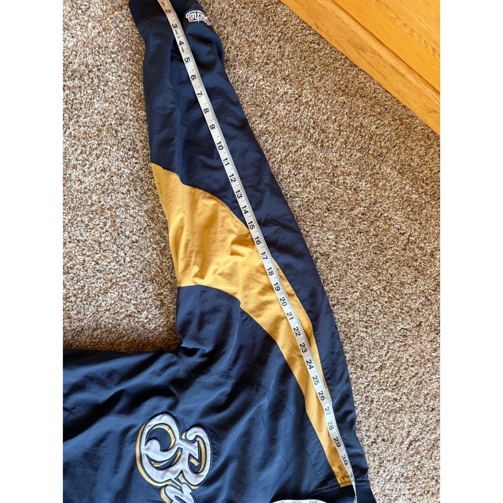 Stitches Milwaukee Brewers MLB Windbreaker Navy Gold Quarter Zip Mens Large - Picture 6 of 8